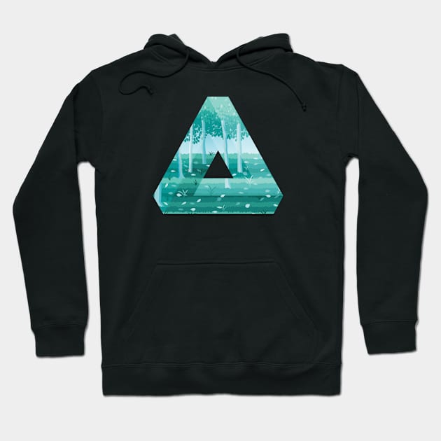 Artistic Geometric Triangle With A Calm Forest Scene Hoodie by DoomDesigns